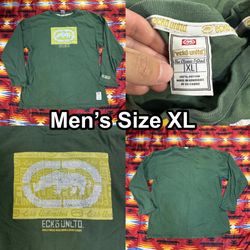 Vintage Y2K Ecko Unltd Shirt Men’s XL Skater Grunge Rhino Logo Green Long Sleeve