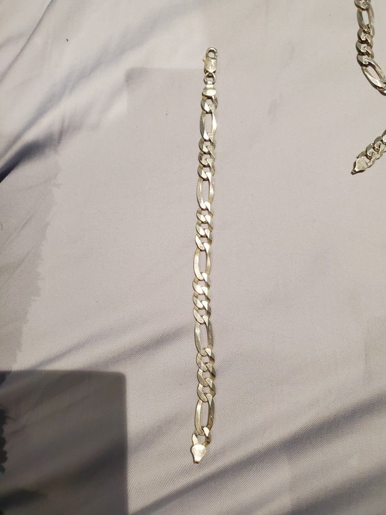 925 Figaro Bracelet 8inch 8mm