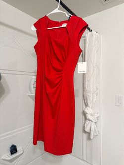 Calvin Klein Red Ruched Sheath Dress