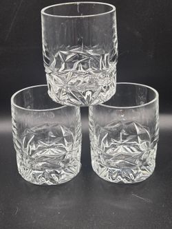 Vintage Tiffany & Co. Rock Cut Crystal Whiskey Glasses Set 3