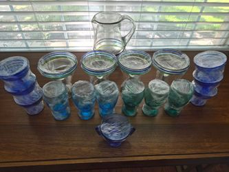 Glass Tumblers And Pitcher