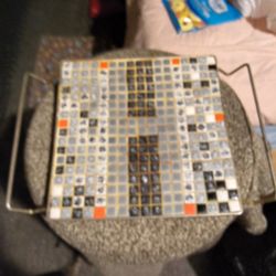 VINTAGE MCM TILE TRIVET METAL HOLDER!!