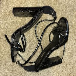 Strappy Black/Silver Heels 