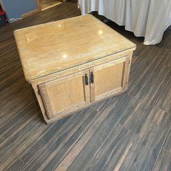 Solid Wood Coffee Table With Glass Top And Storage
