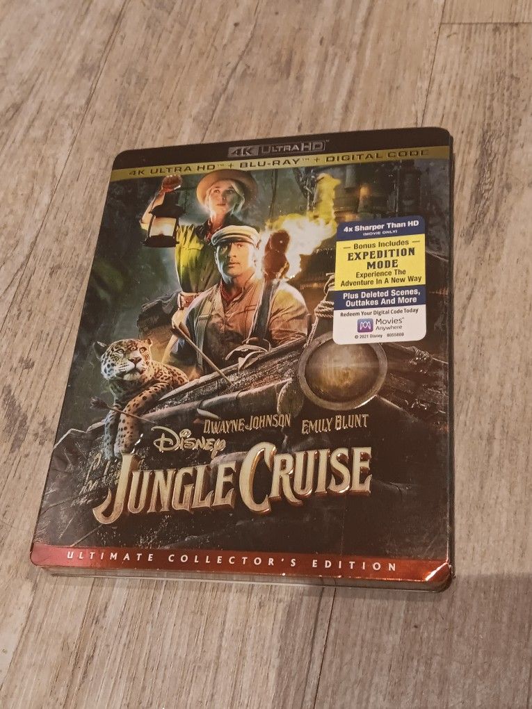 NEW SEALED Jungle Cruise Ultra 4k HD 2021 Blu-Ray Digital Code The ROCK WWE Film