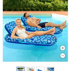 Aqua Luxury Inflatable Pool Recliner, 2-pack $45