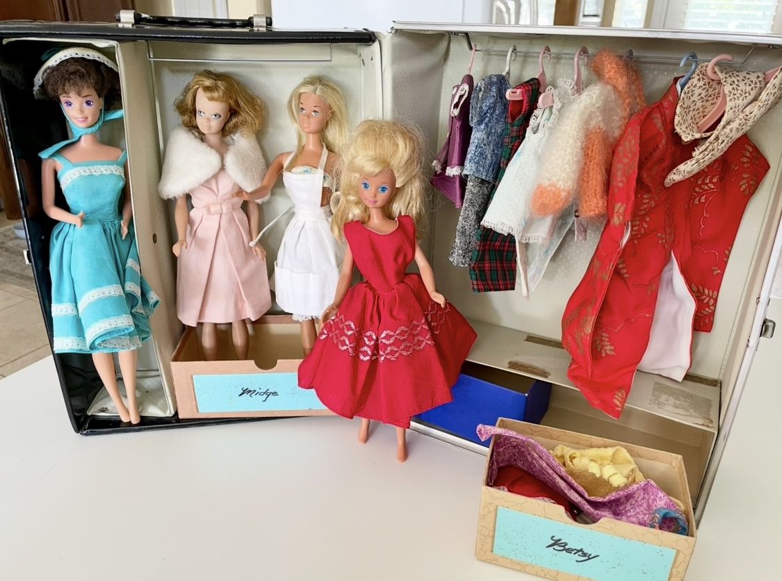 Vintage Barbies And Case With Clothes