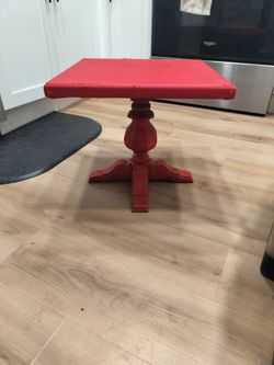 Cutest Little Red Leather Covered Wooden Table