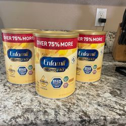3 X-LARGE CANS Enfamil NeuroPro Powder Baby Formula 75% MORE FREE