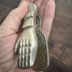 Antique Solid Brass Spring Hand Door Clip