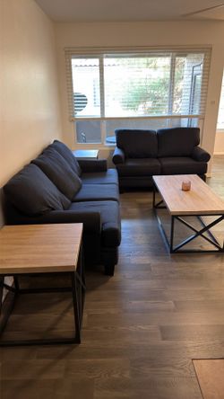 Matching Navy Sofa and Seat