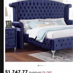 Free Delivery Blue Velvet Complete Bedroom Set Selling All Together only $1500 cash