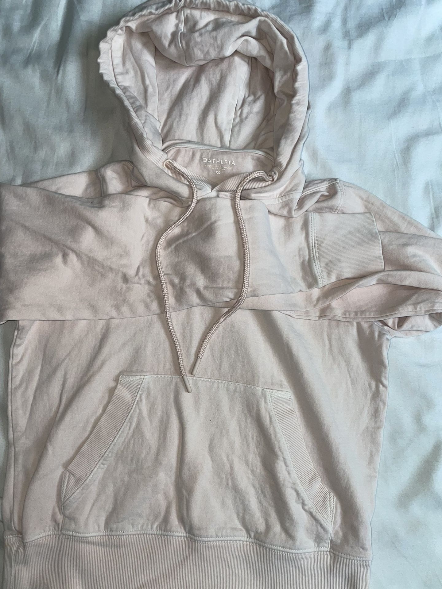 Athleta Evergreen Hoodie Sweater Womens XS Light Pink