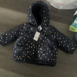Baby Gap 0-6 Months  Navy Fleece Lined Coat New With Tags $15