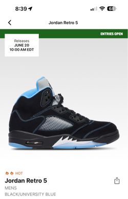 New Release Retro 5 University Blue