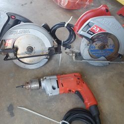 Two Skill Saw And 1/2 Milwaukee drill 