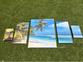 5-Piece Tropical Beach Canvas Wall Art Set