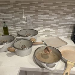 Masterclass Cookware Set - Speckled Gray Pots Pans Baking Sheet