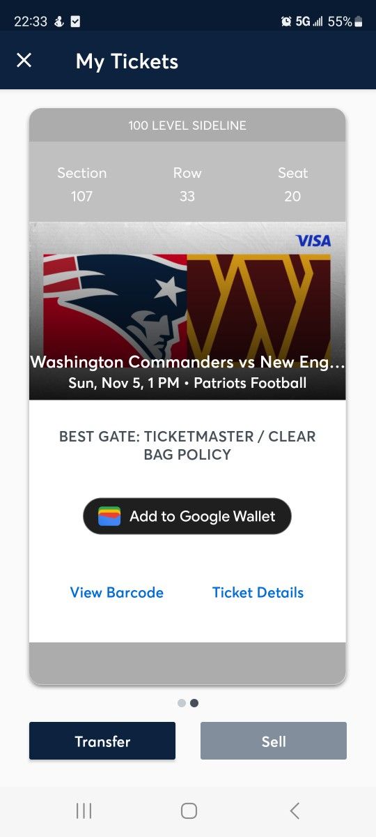 Patriots ticket