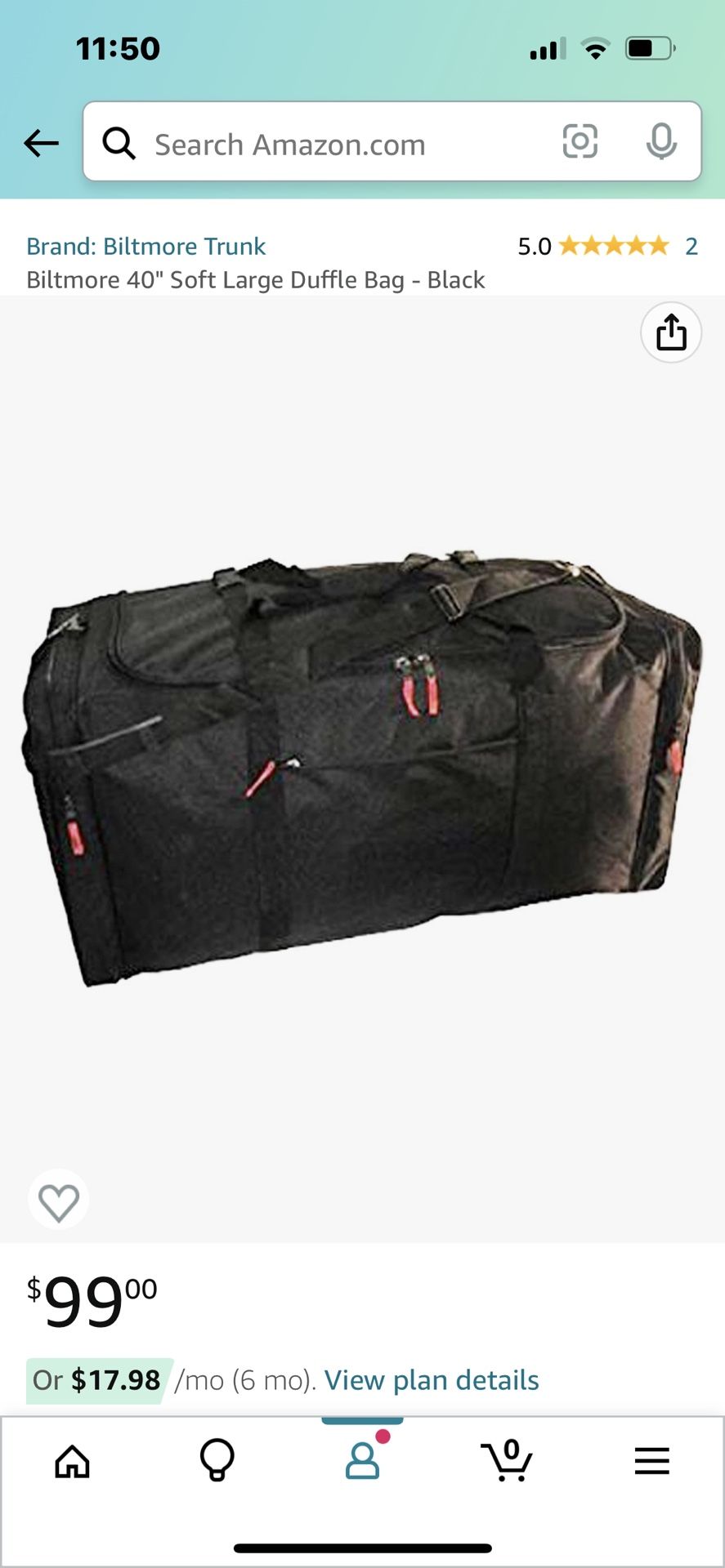 Biltmore 42" Large Soft Duffle Bag - Black