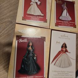 Set Of 4 NEW African American BARBIE ORNAMENTS