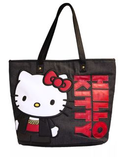 NEW Loungefly X HELLO KITTY Black Tote Purse Bag!
