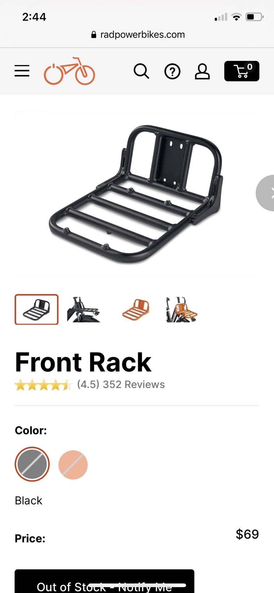 Rad Power Bike Front Rack- NEVER USED
