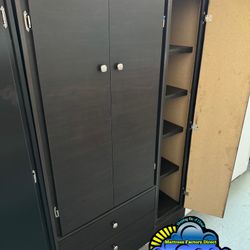 Tall Jumbo Closet Expresso Wardrobe 2 Drawer & Shelves 