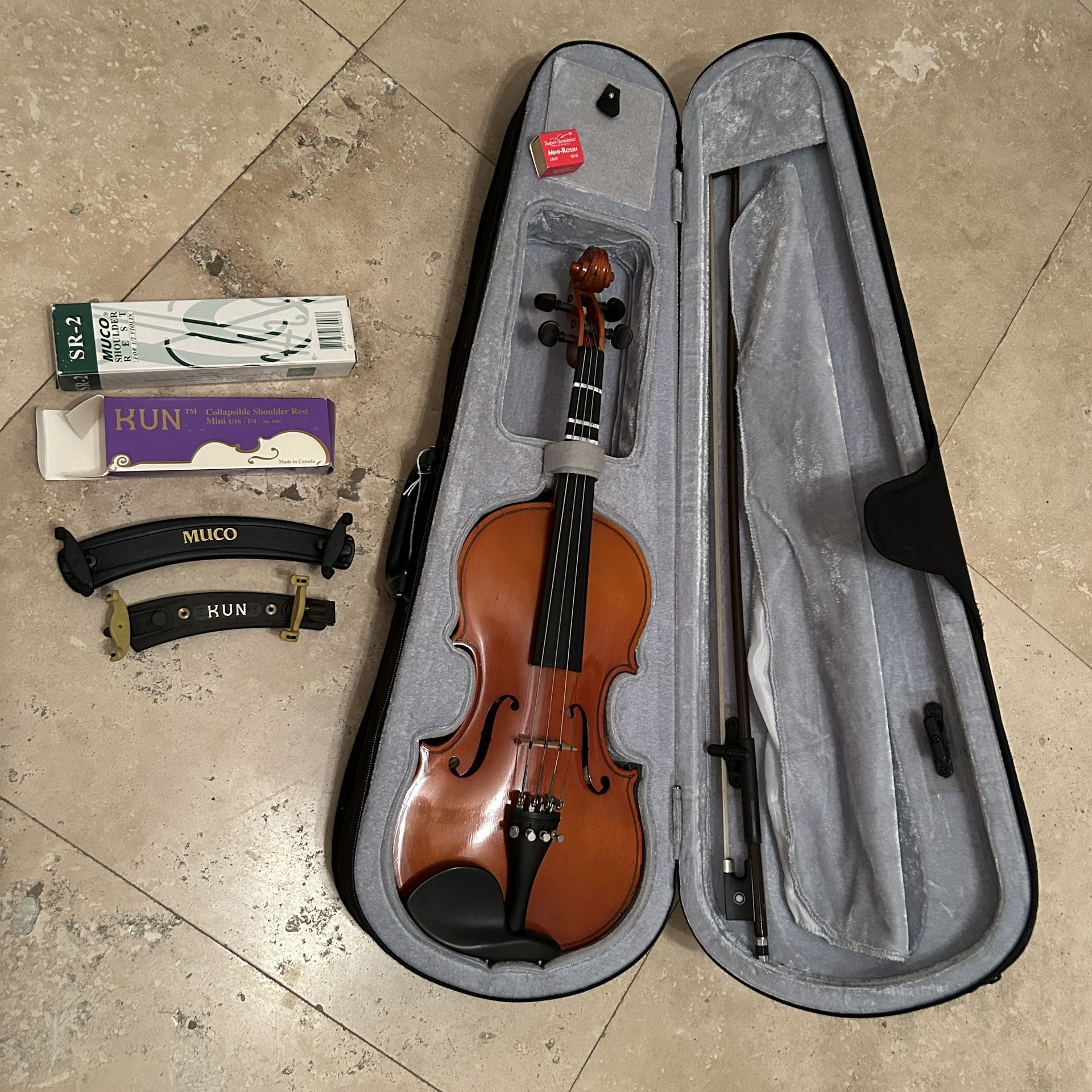 Violin - w/ Bow, Shoulder Rests & Case