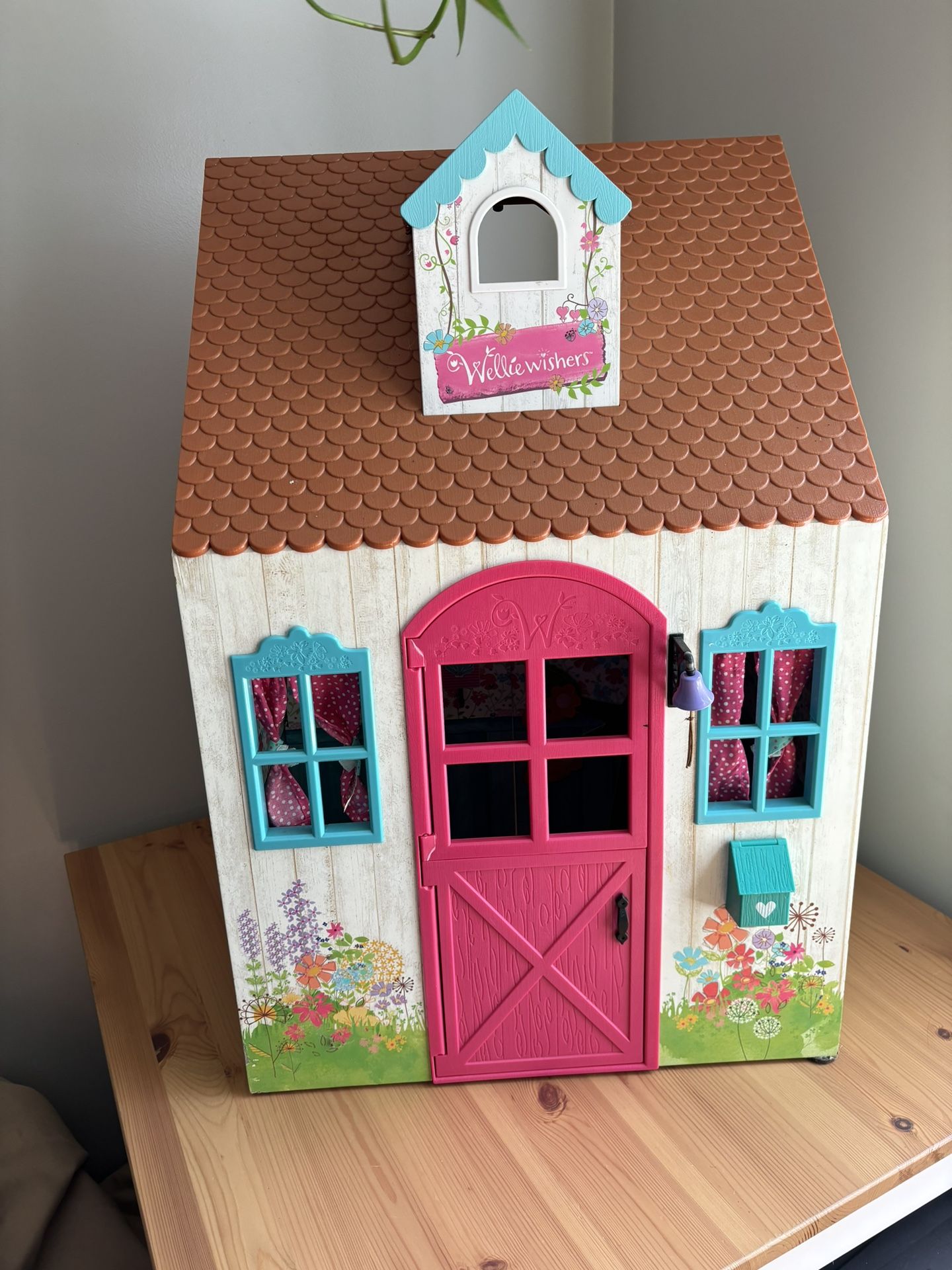 American Girl Doll Wellie Wishers Large Cottage Dollhouse Garden Cabin With Bunkbed 