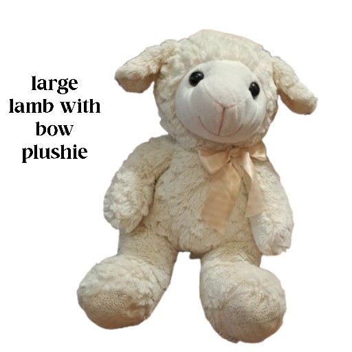 Large/medium White Lamb With Yellow Bow Plushie