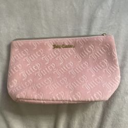 Juicy Couture Pink Fabric Makeup Bag with Zipper
