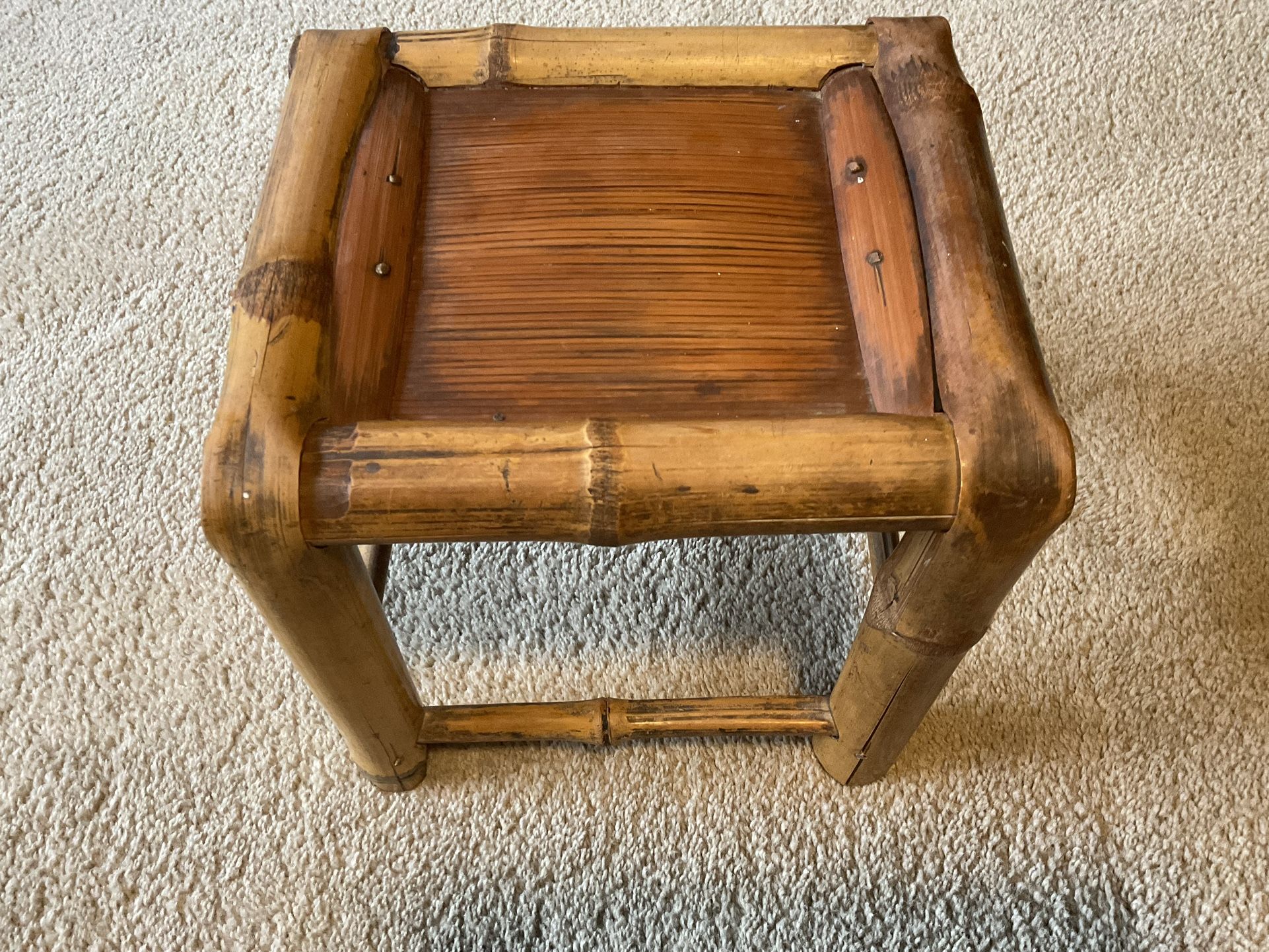 Bamboo Asian stool, foot stool, plant stand.