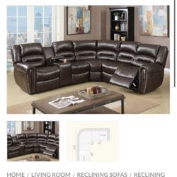 Brown Motion Sectional Sofa 