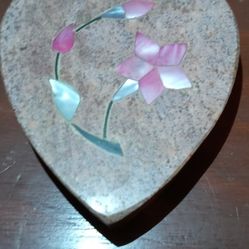 Li'Shay Marble Soapstone Box Trinket Chest with Flowyers Small Heart

