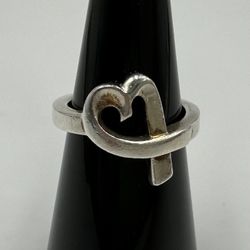 Tiffany & Co. Sterling Silver Paloma Picasso Loving Heart Ring Size 5.5