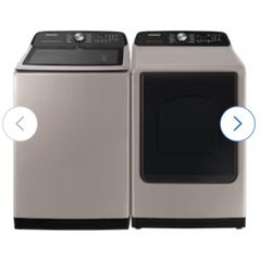 Samsung High Efficiency Smart Top-Load Washer and Electric Dryer in Champagne