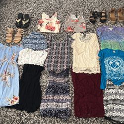 Niña Outfit ,, Size 10-12 , Zapatos Size 4-5 Todo Por $75 Dls Diferente Marcas!!! Semiusado!!