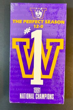 1991 Washington Huskies Perfect Season 12-0 National Champions VHS Tape UW NCAA