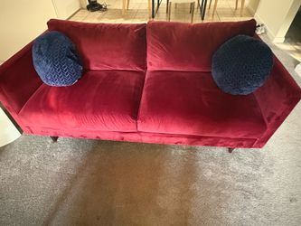 Moving Sale - 2 Red Velvet Sofas