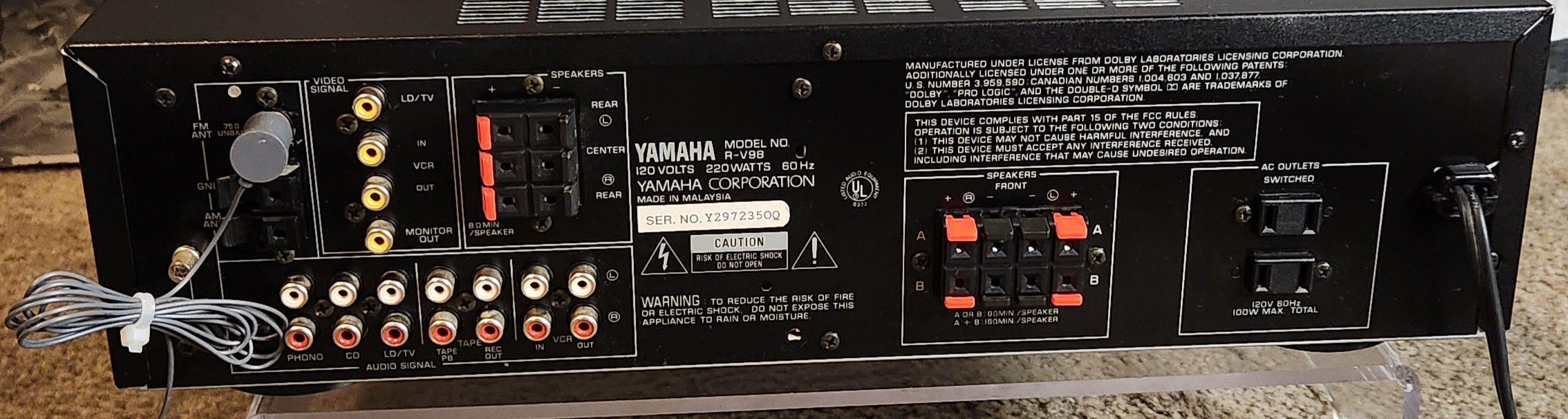 Yamaha R V98 vintage Natural Sound AV receiver