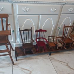 SET OF 7 ANTIQUE WOODEN CHAIRS 