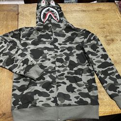 Black and gray Bape hoodie 
