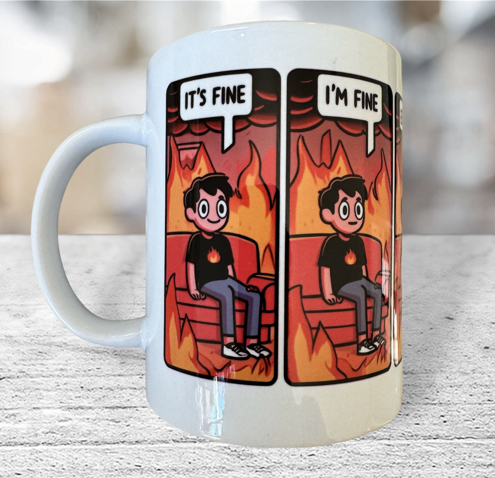 Embrace the Chaos: Everything's Fine Dumpster Fire Sticker | Funny Meme Mug | Coffee & Tea Lover | Unique Gift Idea | 