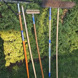 Exterior push broom 24-in floor squeegee window cleaning brush window cleaning extension pull broom handle