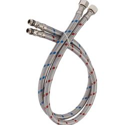 Bathfinesse 32-Inch Long Bathroom Kitchen Faucet Connector Braided Stainless Steel Faucet Supply Lines 3/8-Inch Female Compression Thread X M10 Male C