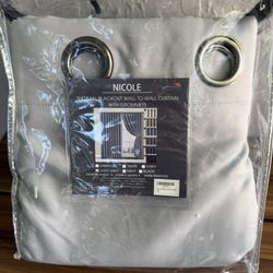 Nicole 2 Panel Gray Thermal Wall to Wall Blackout Curtains with Grommet