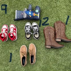Various kids toddler shoes sizes 9, 11,12, 13 and youth size 1