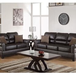 Brown Sofa And Love Seat Set