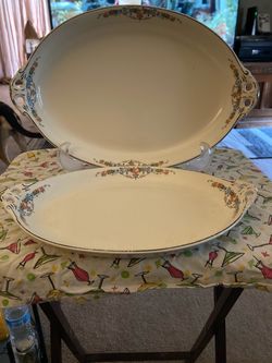 Vintage Canonsburg pottery serving tray set